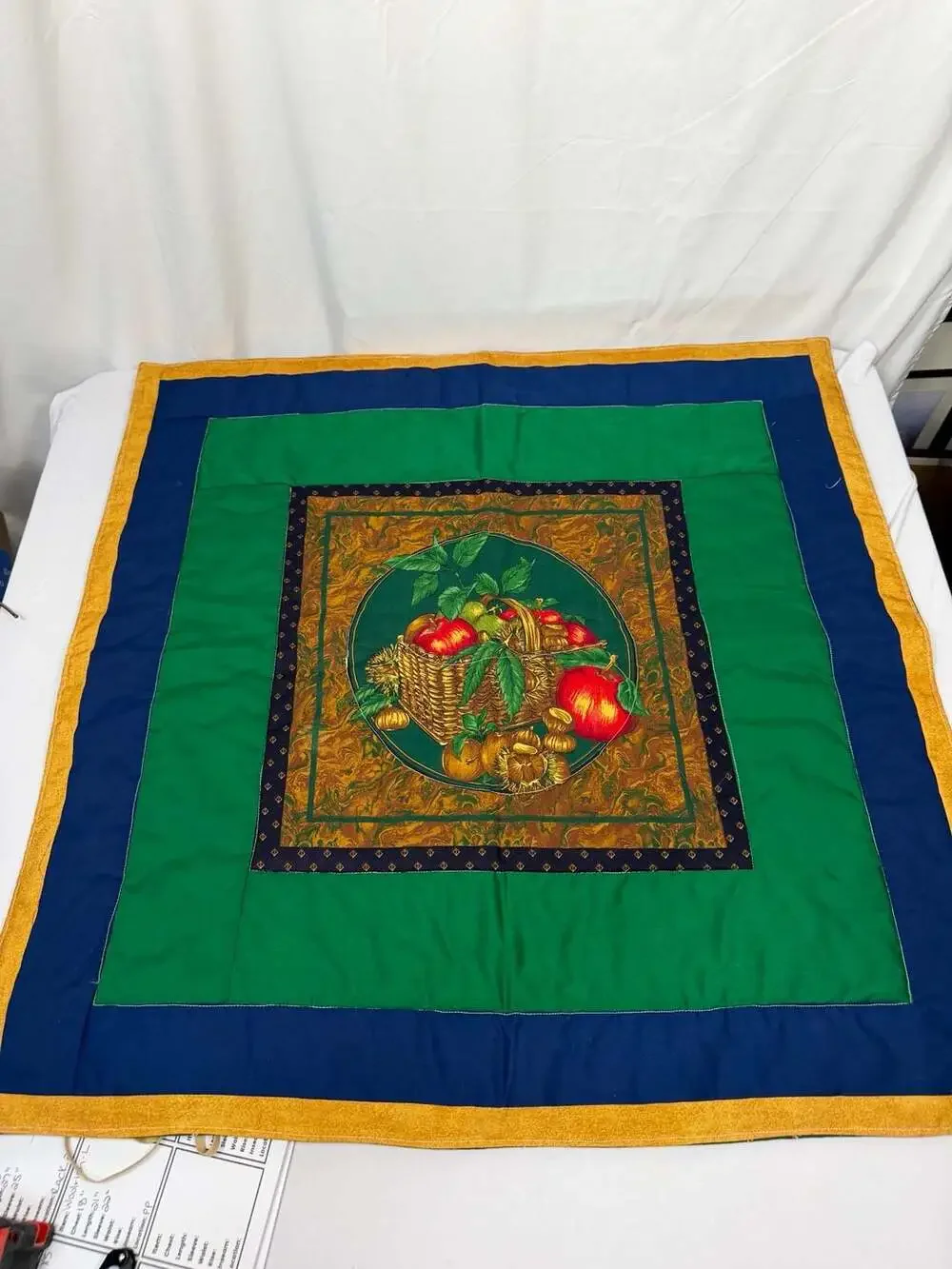 Vintage Fruit and Nut Basket Still Life Quilted Table Cover Mat